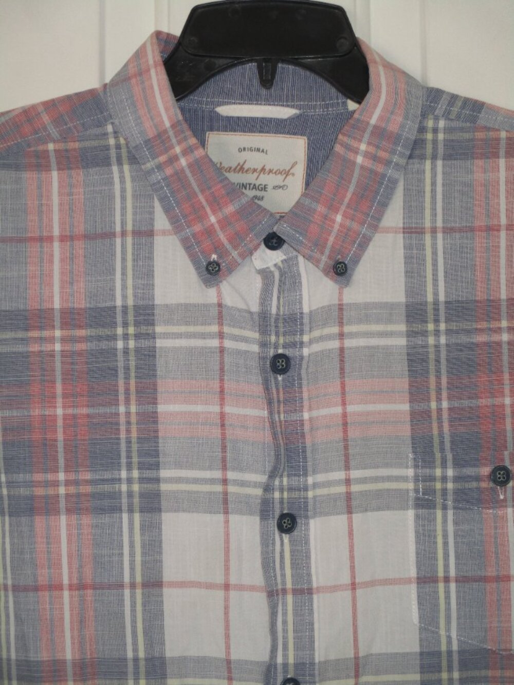 Weatherproof Mens S/S Muted Cotton Plaid Button-down Casual Shirt - Size XXL